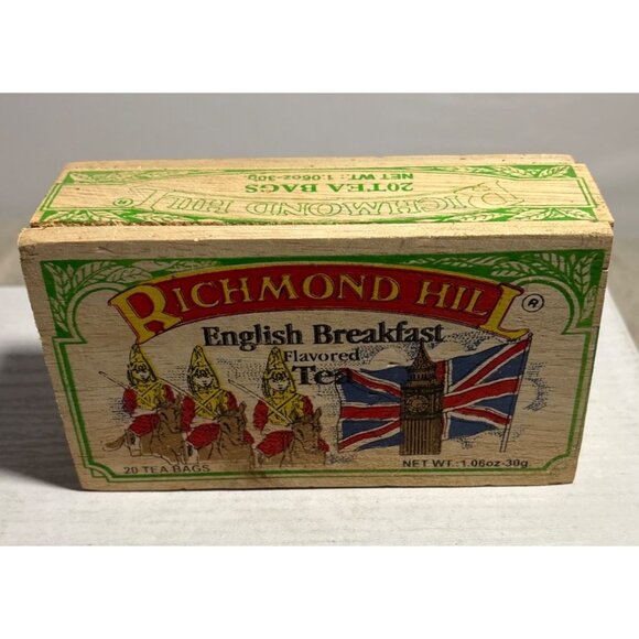 Richmond Hill English Breakfast Flavored Tea Crate Wooden Box Empty 5.25" x 3" - Picture 4 of 9
